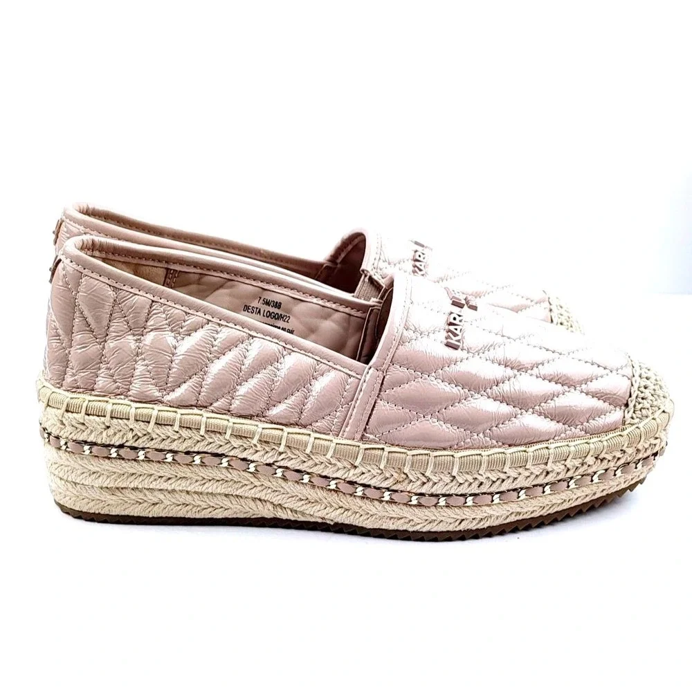 NWOT Karl Lagerfeld Quilted Rose Colored Espadrille Shoes - Size‎ 7.5
